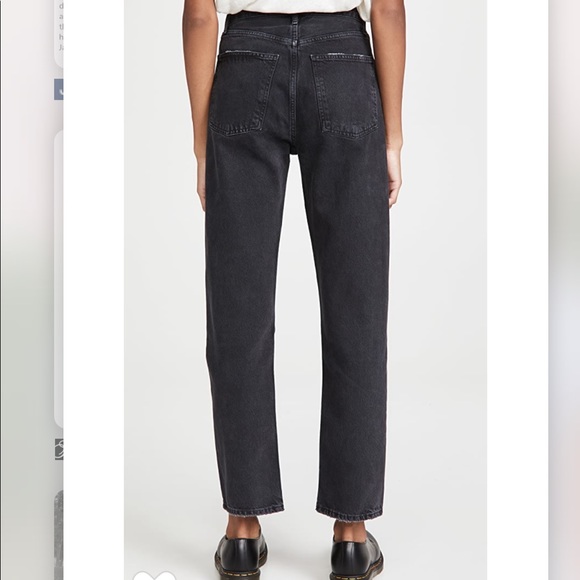 Agolde - High Rise Straight Leg Black Jeans - Picture 2 of 5